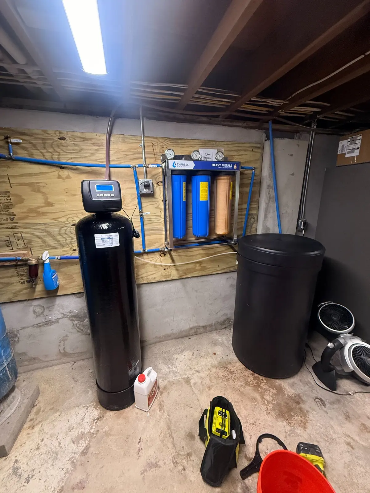 Completed Jersey Water Solutions whole-home filtration installation