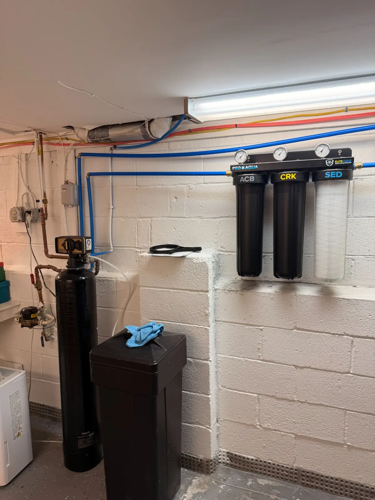 Professional water softener and whole-home filter installation