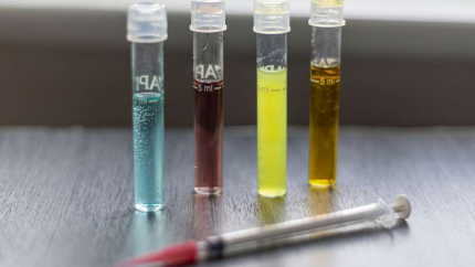 Real water testing tubes used to compare water quality